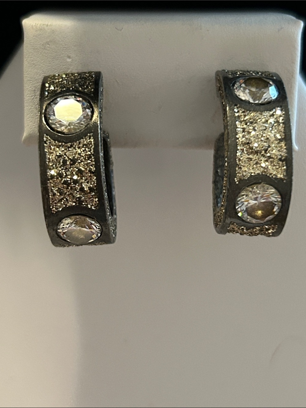 KMO Hoop Earrings with Clear Stones and Glitter